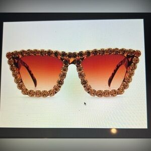 Greeksglasses brown Rhinestone styled Sunglasses